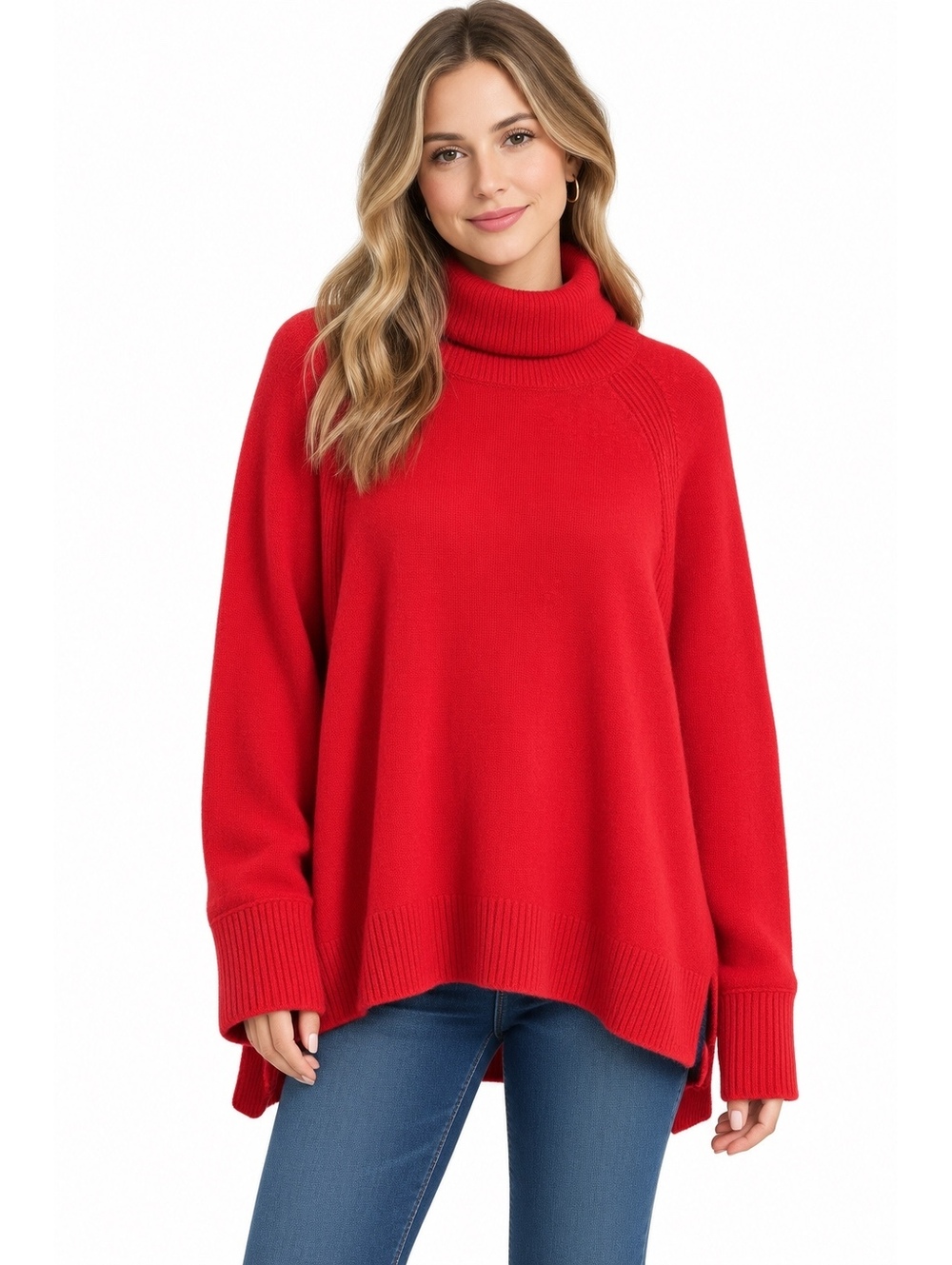 J.Crew Women XL Red Turtleneck Sweater Merino Wool Alpaca Blend Pullover Soft